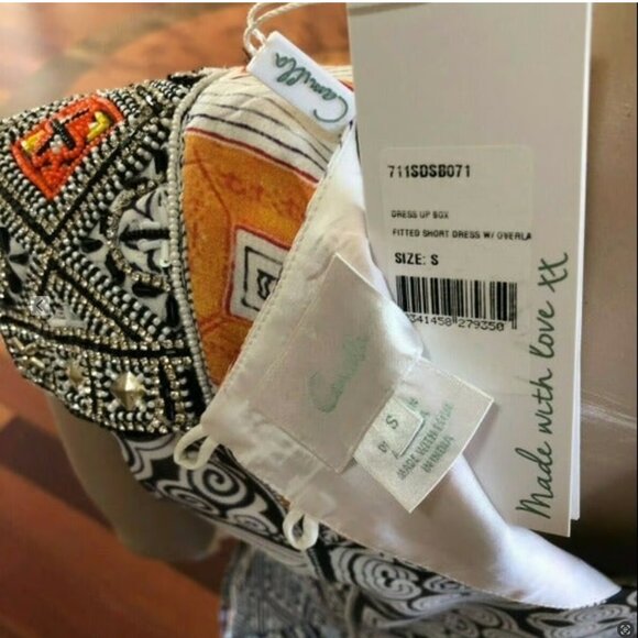 New! Camila Mini Silk dress with Overlay, Multi Color Size Small - Picture 10 of 11